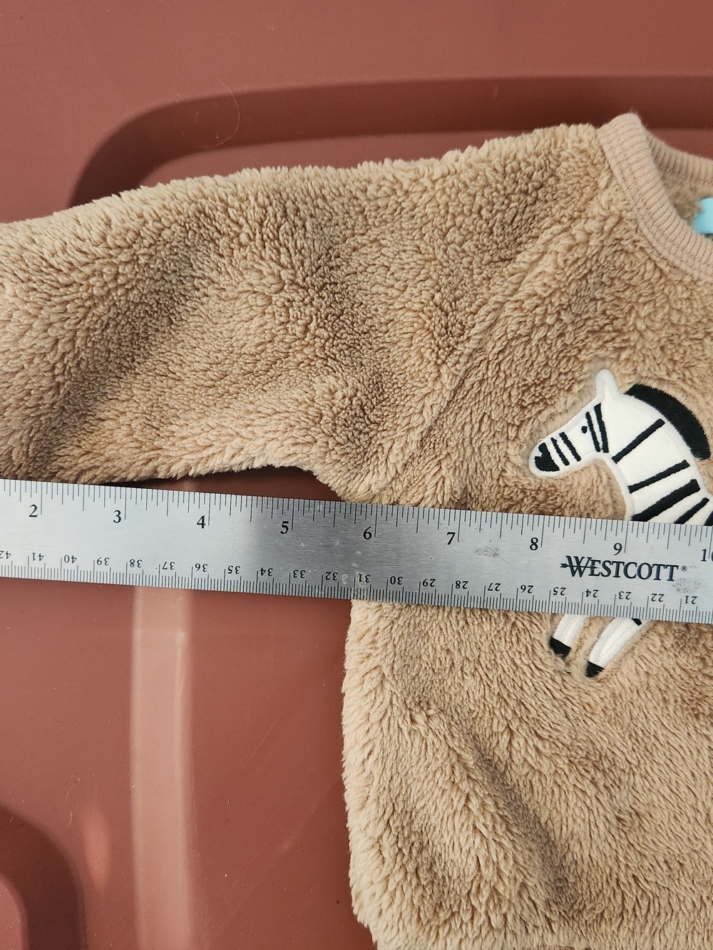 Pekkle Cozy Zebra Appliqué Fleece Sweatshirt - Tan. 6M - Picture 7 of 9